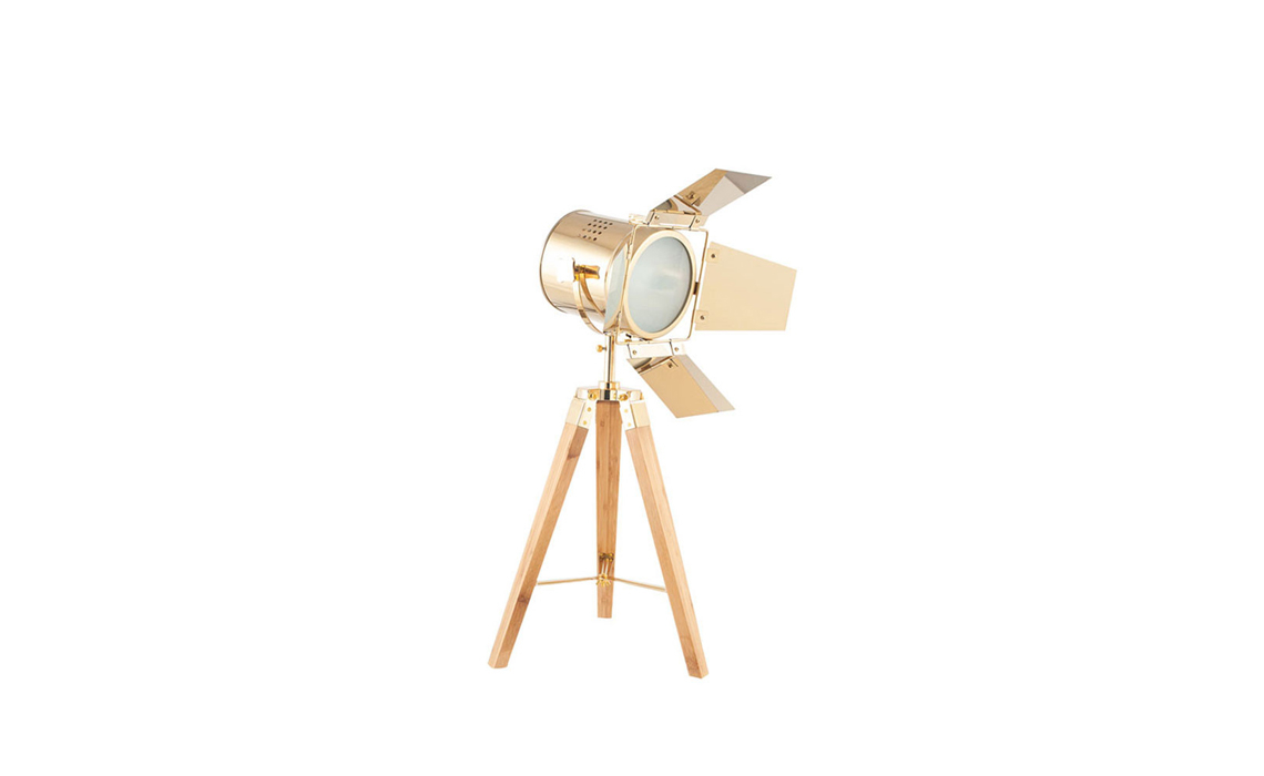 Hereford Gold and Natural Tripod Table Lamp