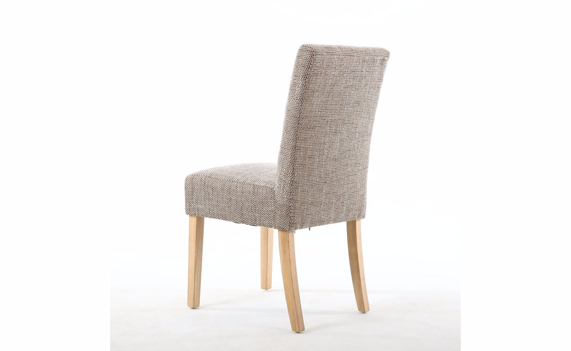 Kansas Oatmeal Tweed Dining Chair With Oak Legs