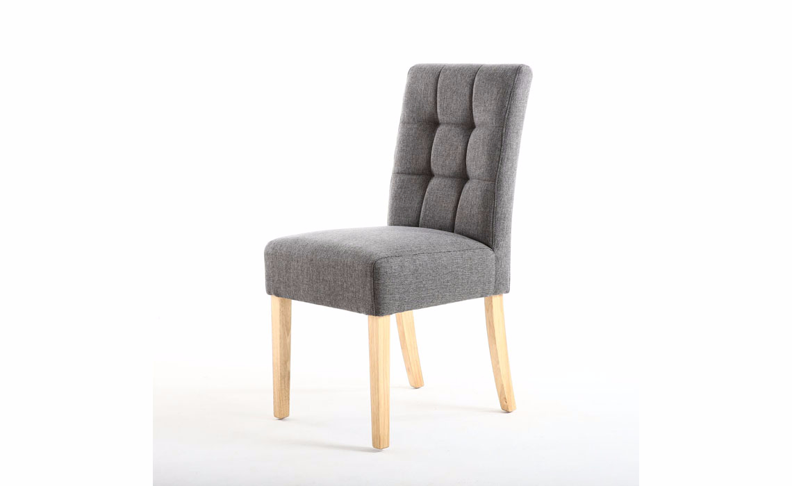 Kansas Linen Effect Steel Grey Dining Chair With Oak Legs