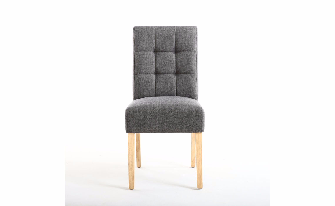 Kansas Linen Effect Steel Grey Dining Chair With Oak Legs