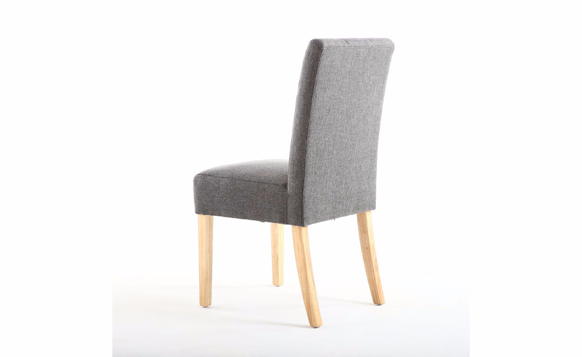 Kansas Linen Effect Steel Grey Dining Chair With Oak Legs