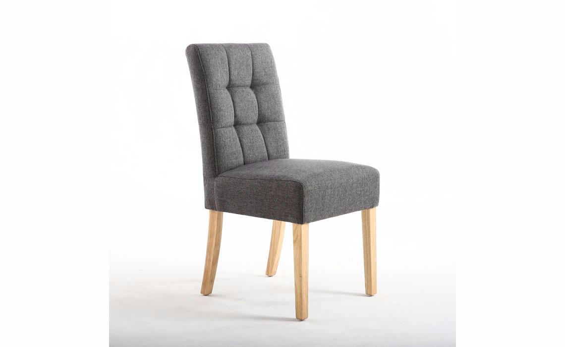 Kansas Linen Effect Steel Grey Dining Chair With Oak Legs