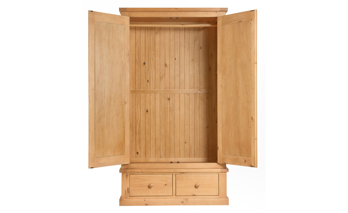 Country Pine Large 2 Drawer Gents Robe With Mirrors