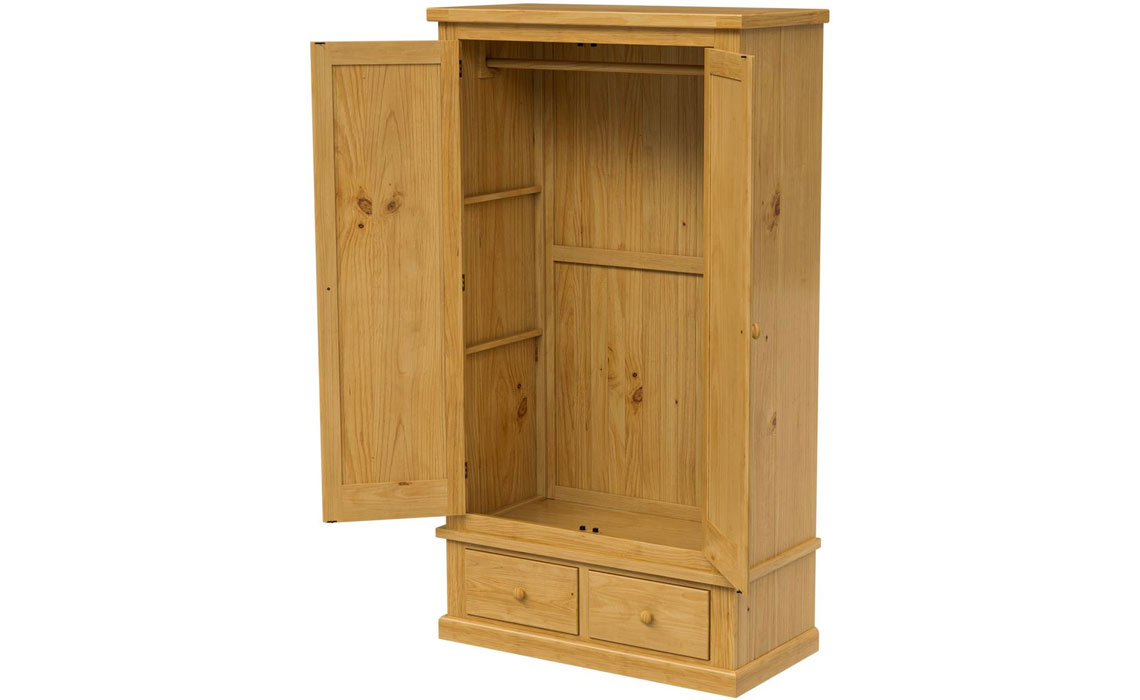 Country Pine Large 2 Drawer Gents Robe With Mirrors