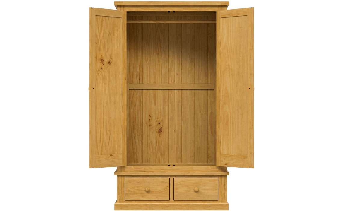 Country Pine Large 2 Drawer Gents Robe With Mirrors