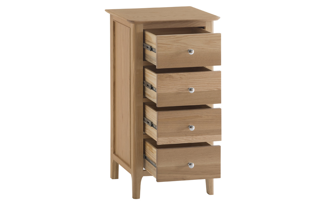 Odense Oak 4 Drawer Narrow Chest