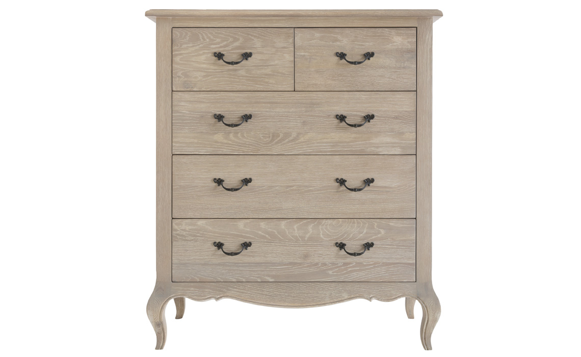 Blanchir Grey Wash Oak 2 Over 3 Chest Of Drawers Weathered Oak