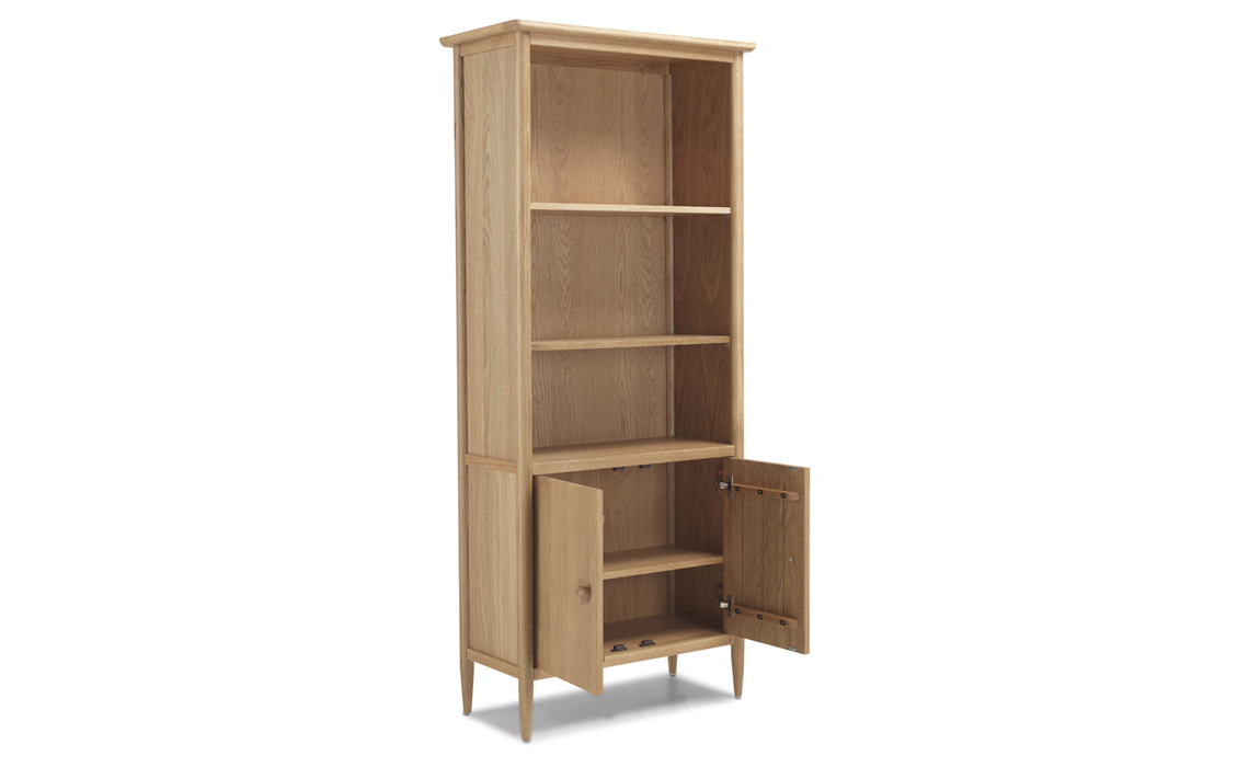 Nordic Solid Oak Large Bookcase With Doors