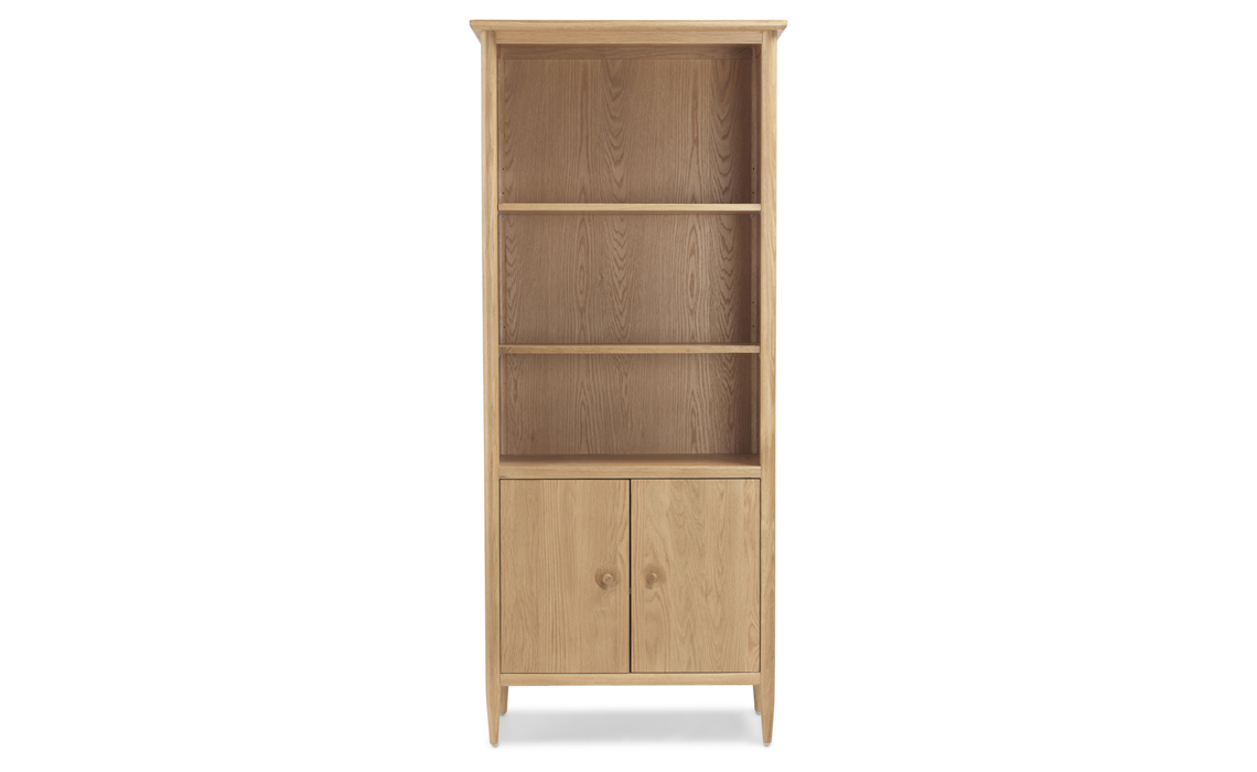 Nordic Solid Oak Large Bookcase With Doors