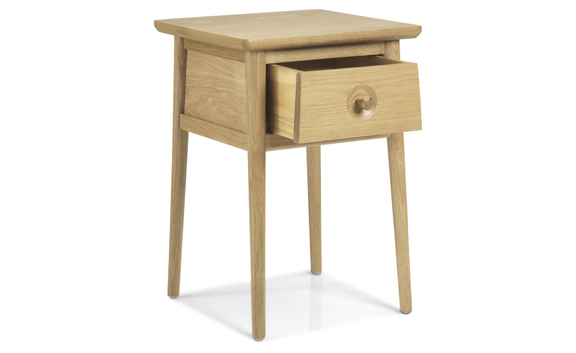 Nordic Solid Oak Lamp Table with Drawer