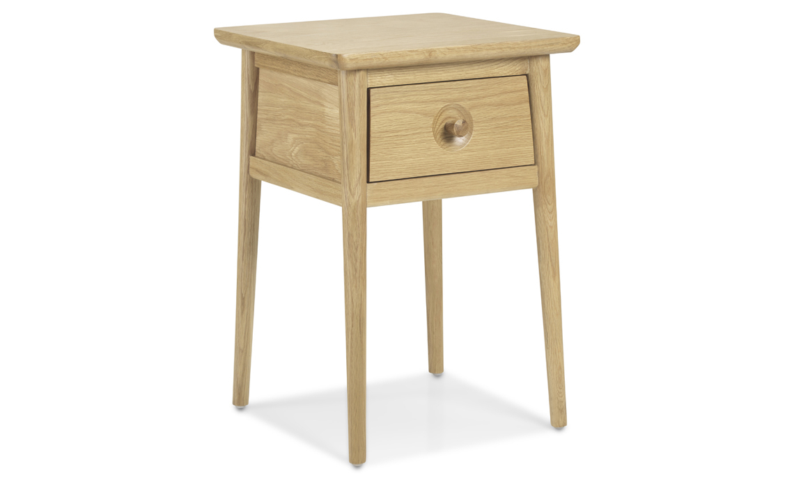 Nordic Solid Oak Lamp Table with Drawer
