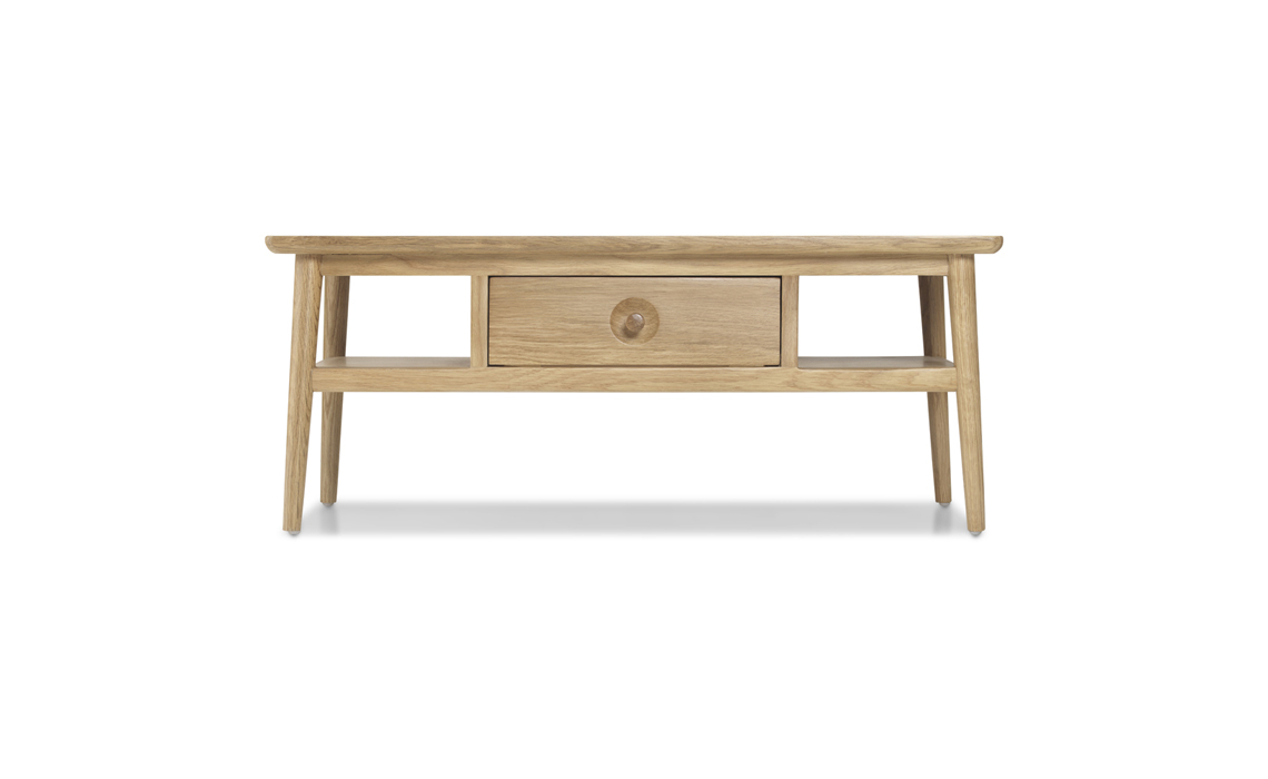 Nordic Solid Oak Coffee Table with Drawer