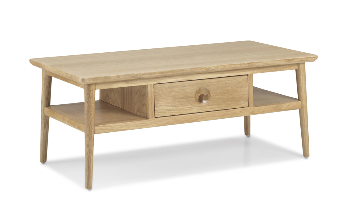 Nordic Solid Oak Coffee Table with Drawer