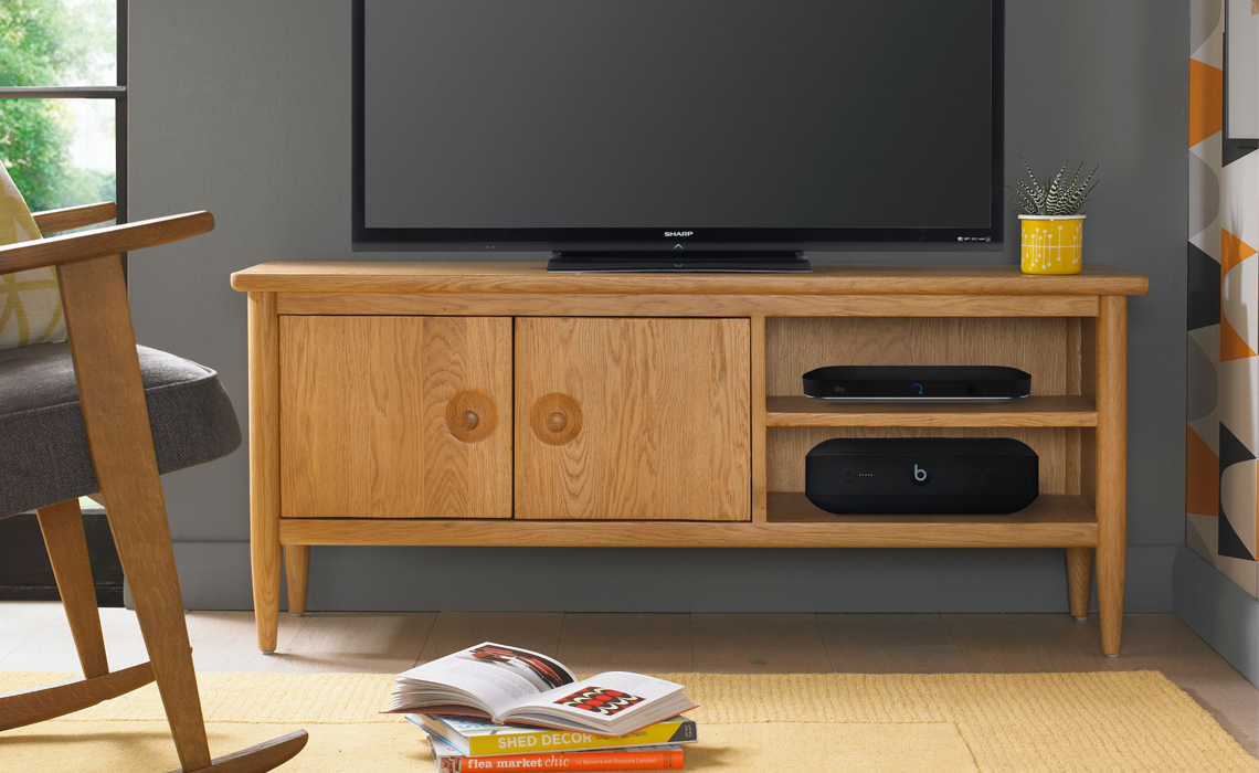 Nordic Solid Oak Large TV Unit