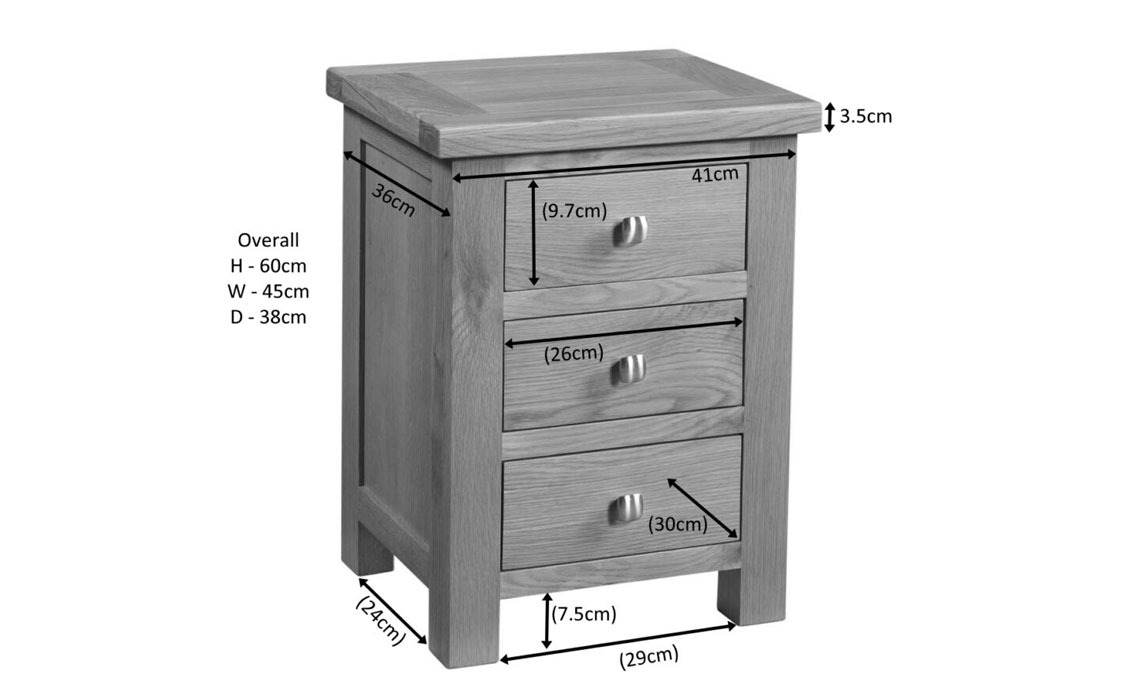 Lavenham Oak 3 Drawer Bedside