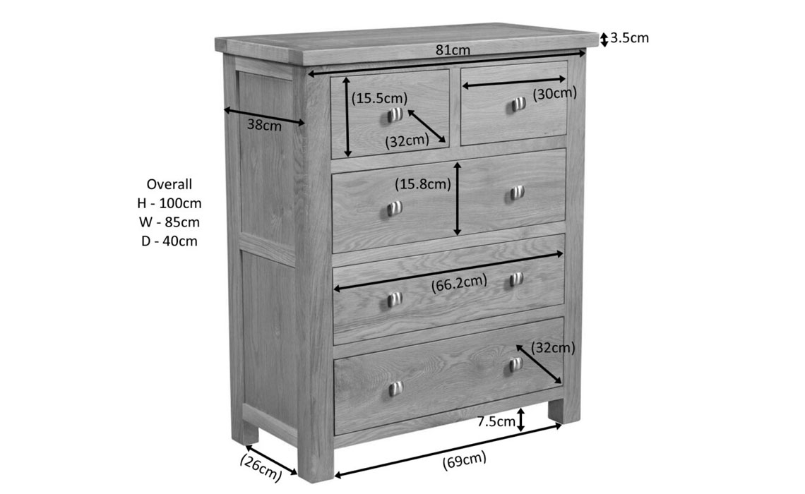 Lavenham Oak 2 Over 3 Chest