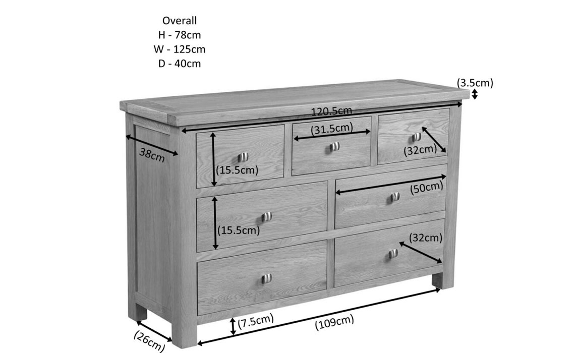 Lavenham Oak 3 Over 4 Chest