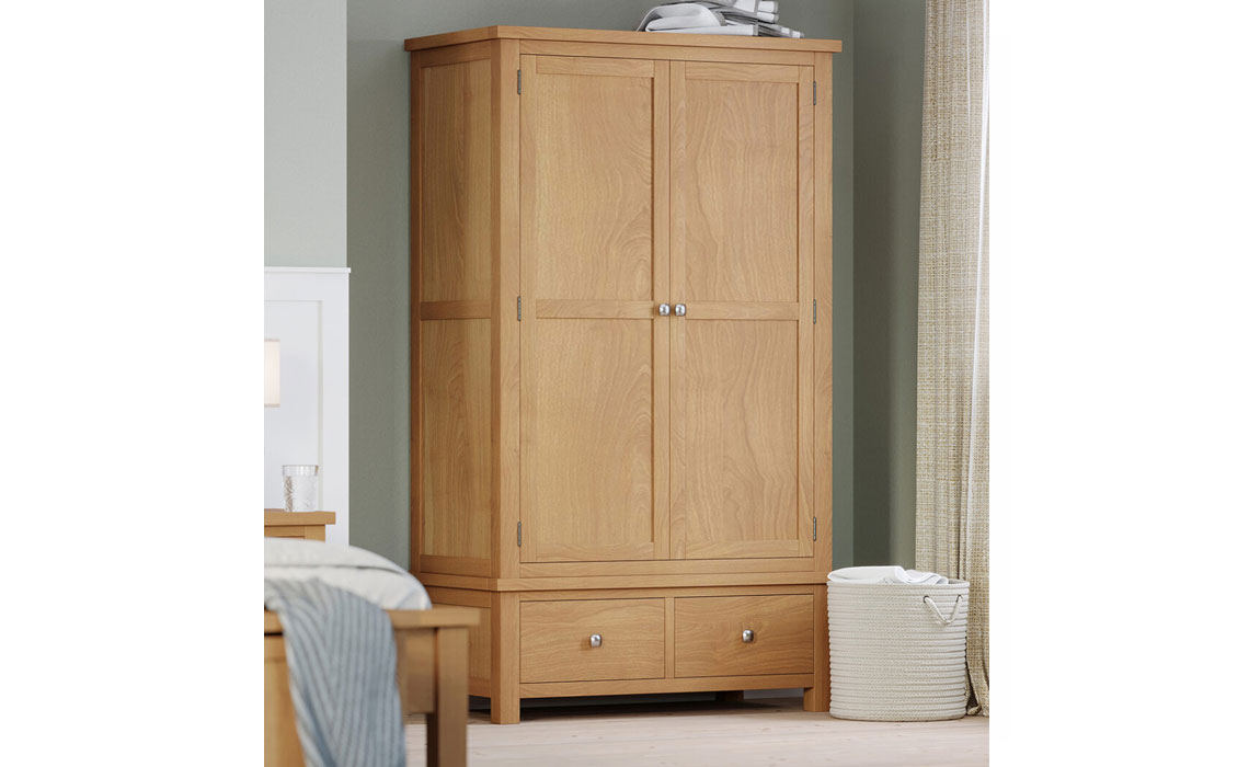 Lavenham Oak Gents Wardrobe With 2 Drawers