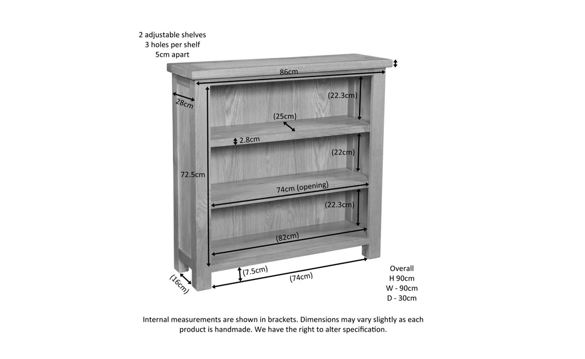 Lavenham Oak 3ft Bookcase