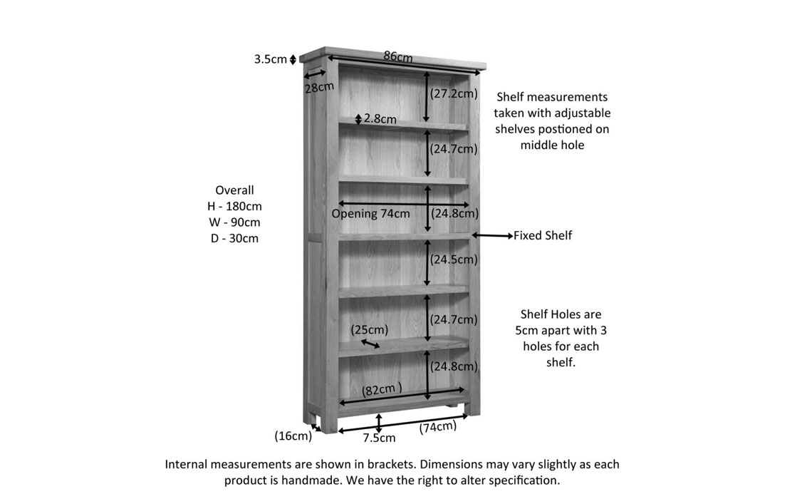 Lavenham Oak 6ft Bookcase