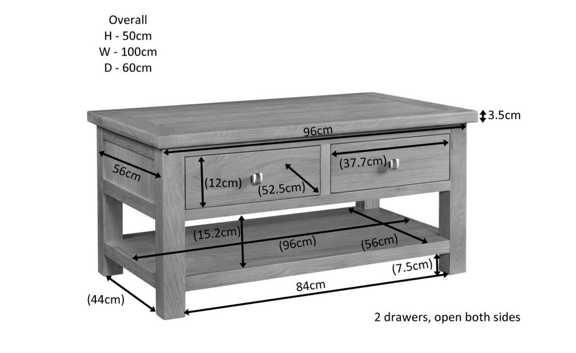 Lavenham Oak Coffee Table With Drawers 