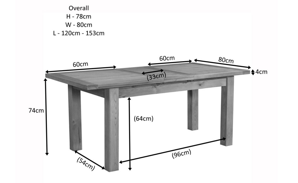 Lavenham Oak 120-153cm Extending Dining Table 