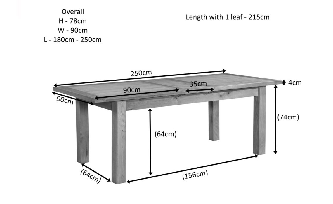 Lavenham Oak 180-250cm Extending Dining Table