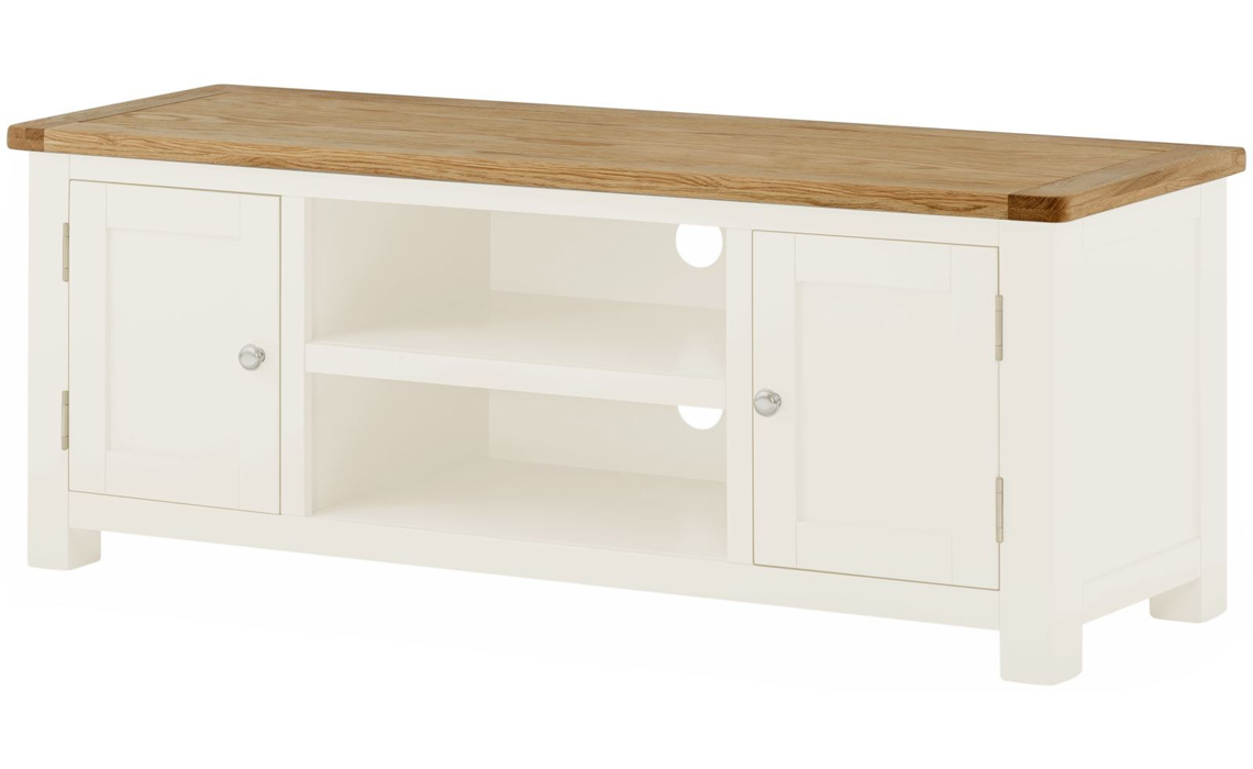 Pembroke White Painted Large TV Oak Top & Painted Hardwood