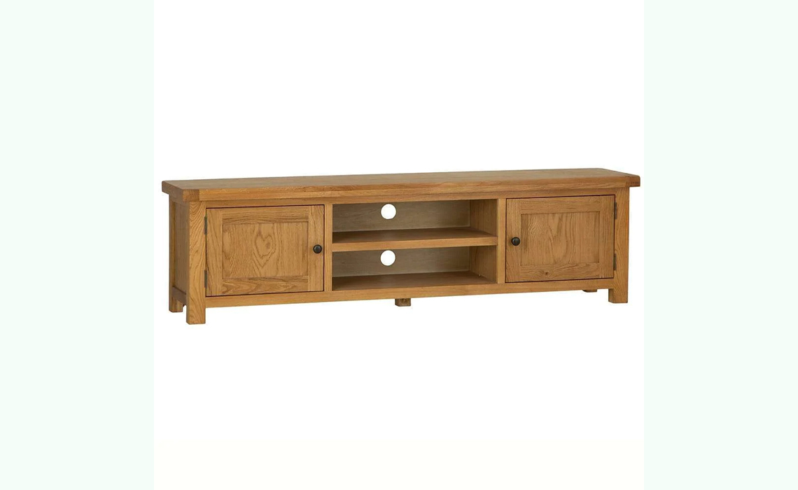 Burford Rustic Oak Extra Large TV Unit, solid oak and oak veneers