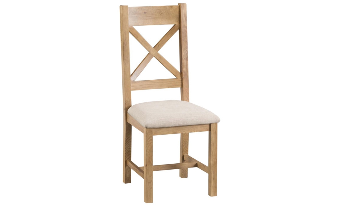 Burford Rustic Oak Cross Back Chair Fabric