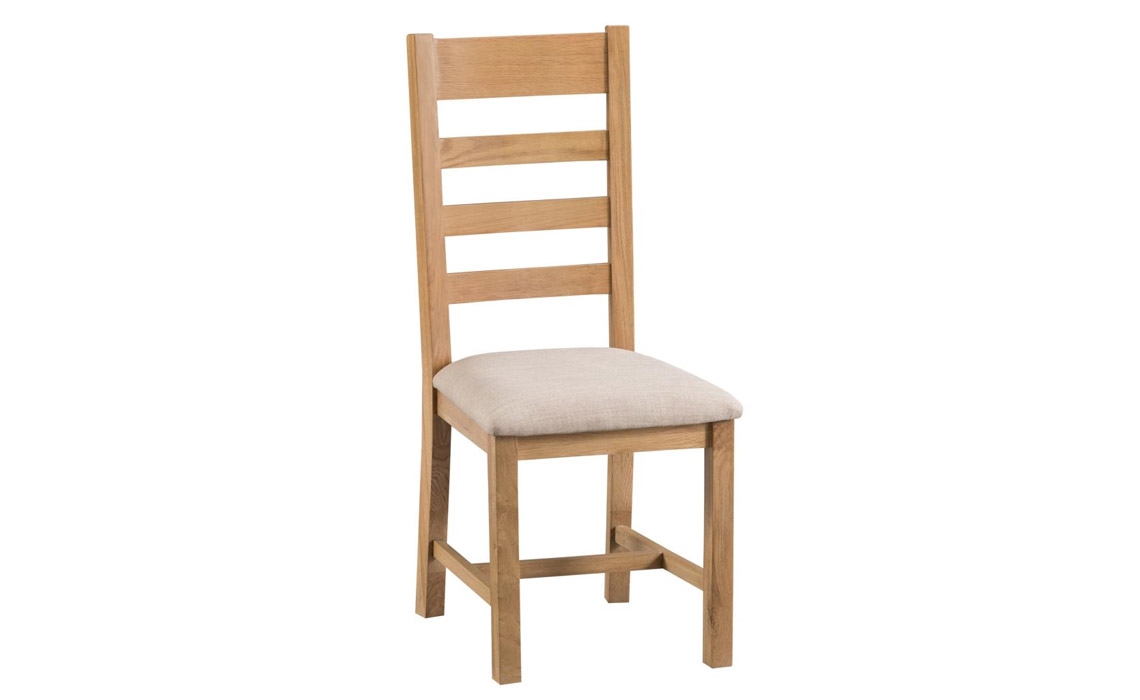 Burford Rustic Oak Ladder Back Chair- Fabric