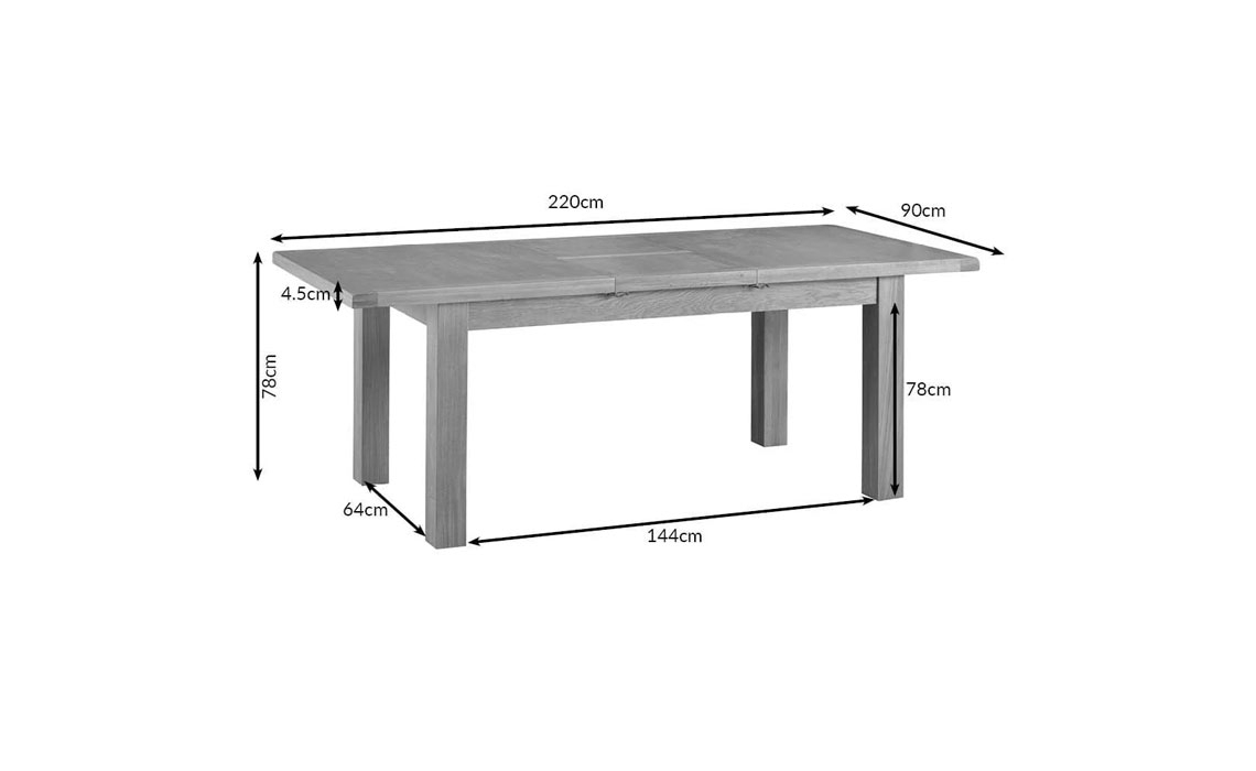Burford Rustic Oak 170-220cm Butterfly Extending Dining Table