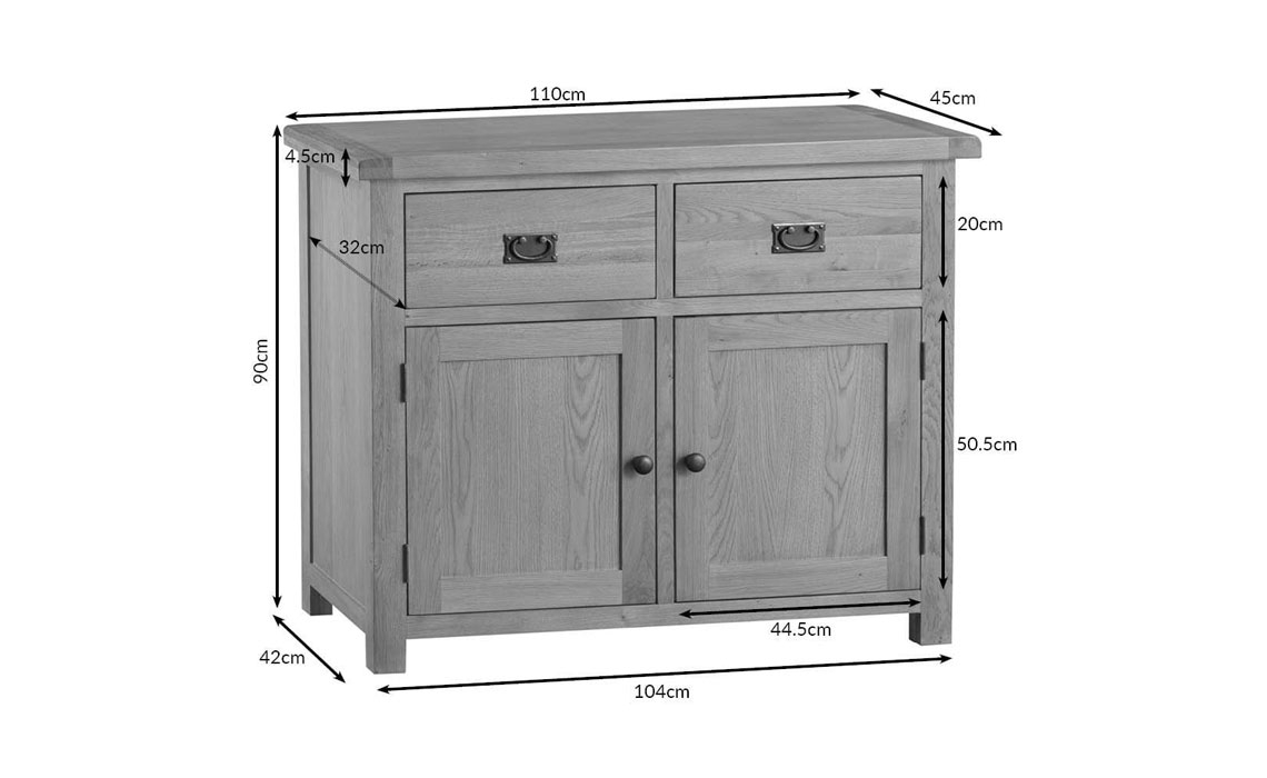 Burford Rustic Oak 2 Door 2 Drawer Sideboard