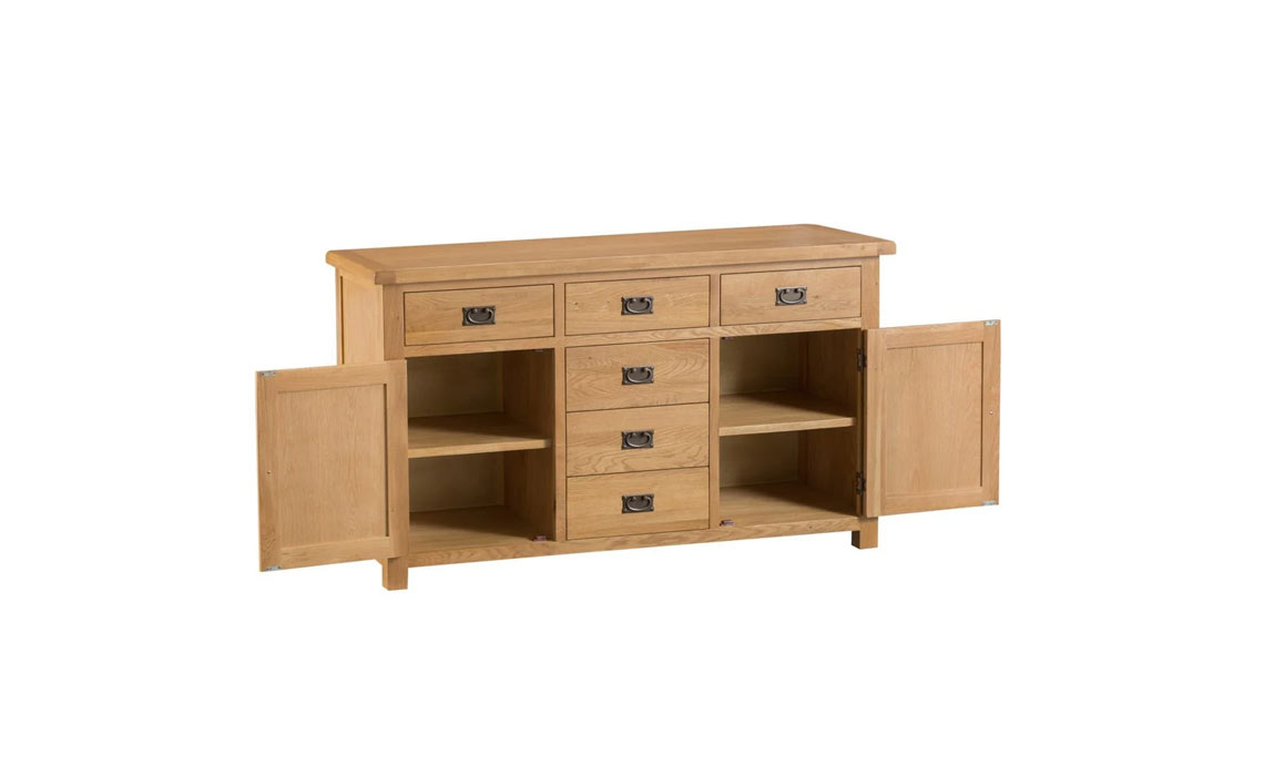 Burford Rustic Oak 2 Door 6 Drawer Sideboard