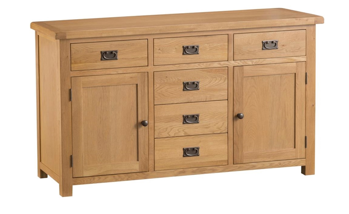 Burford Rustic Oak 2 Door 6 Drawer Sideboard