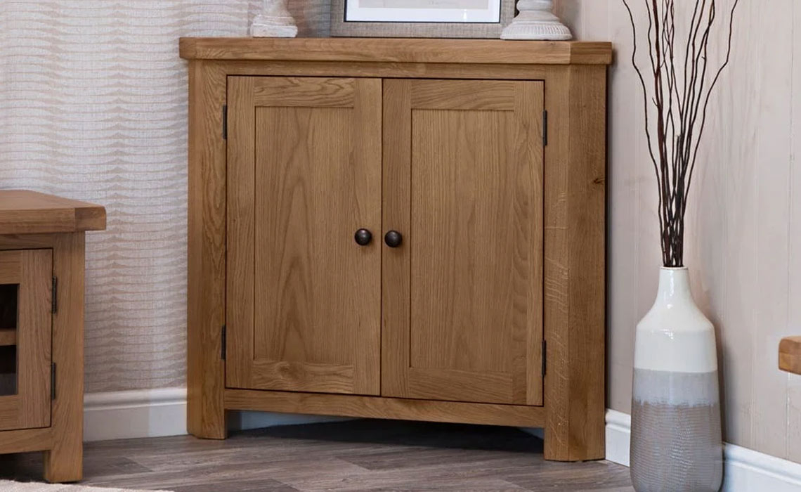 Burford Rustic Oak Corner Cabinet