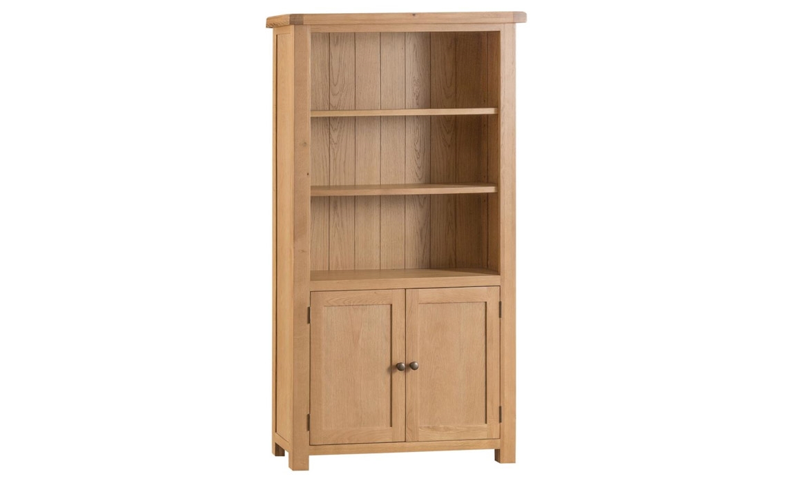 Burford Rustic Oak Large Bookcase With Doors 