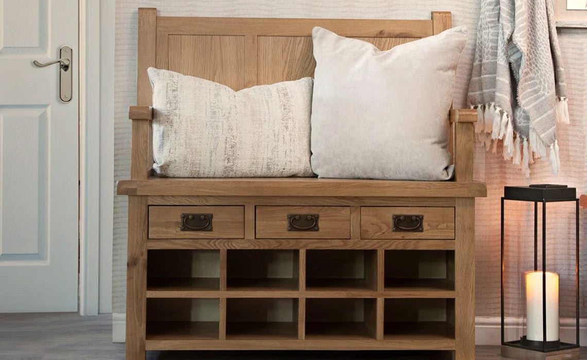 Burford Rustic Oak Monks Bench
