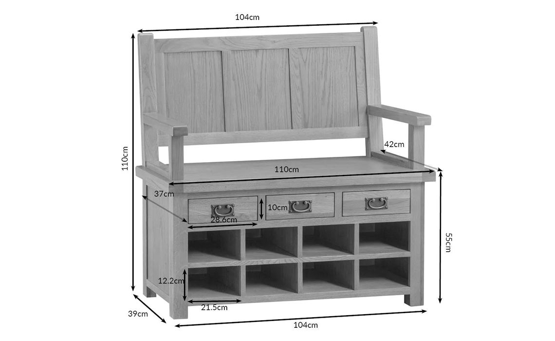 Burford Rustic Oak Monks Bench