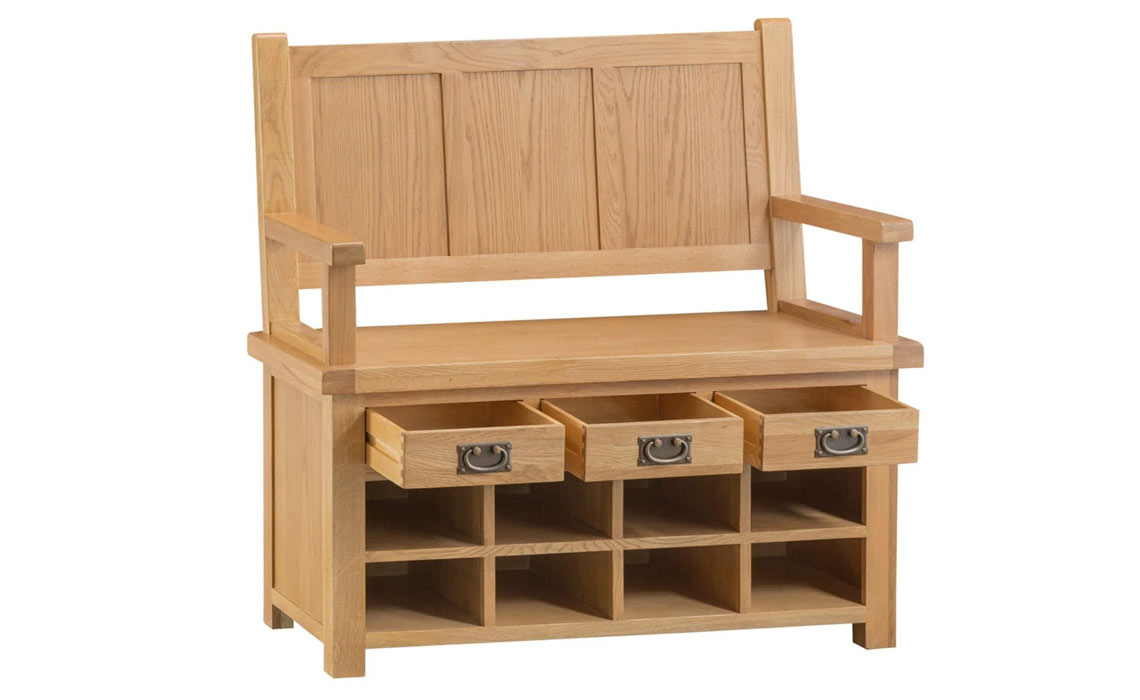 Burford Rustic Oak Monks Bench