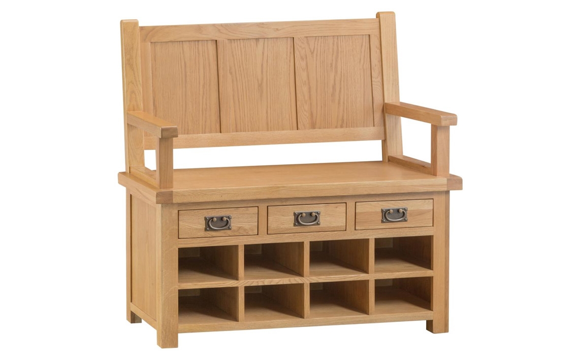 Burford Rustic Oak Monks Bench