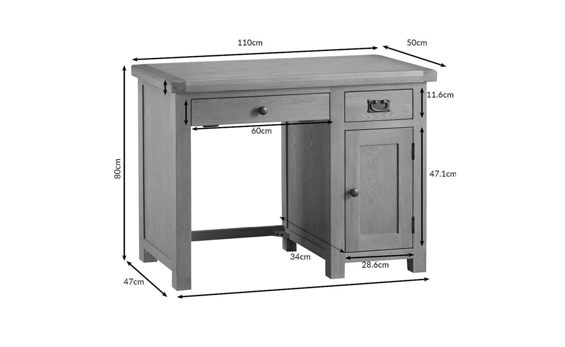 Burford Rustic Oak Single Computer Desk