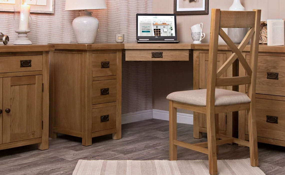 Burford Rustic Oak Corner Computer Desk
