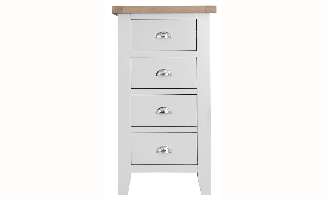 Regency White Painted 4 Drawer Narrow Chest Painted Hardwood With