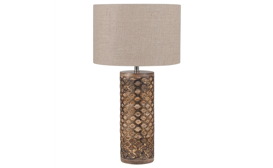 PLL195 Wood and Gold Leaf Cylinder Table Lamp