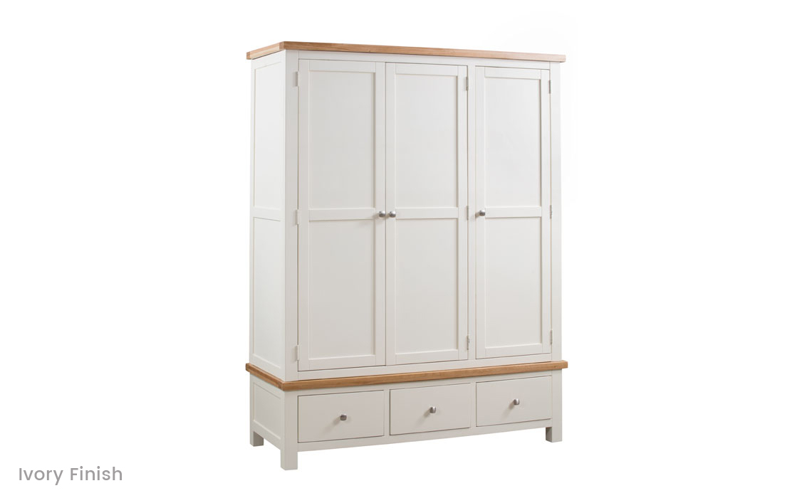 Lavenham Painted Triple Wardrobe With 3 Drawers