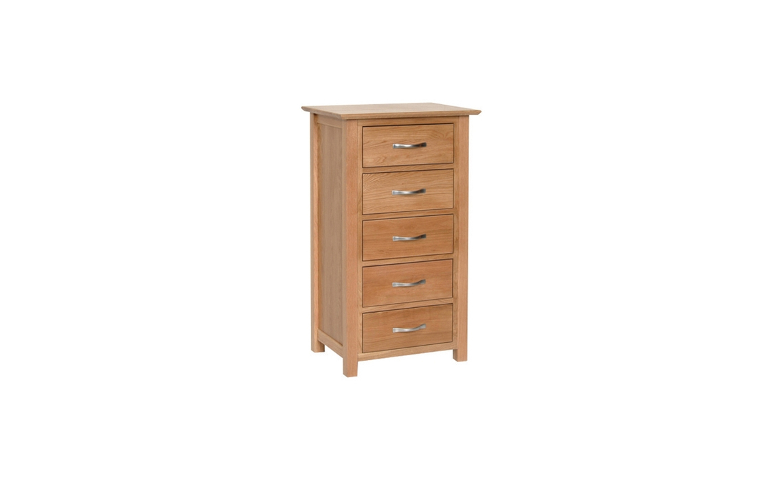 Woodford Solid Oak 5 Drawer Wellington