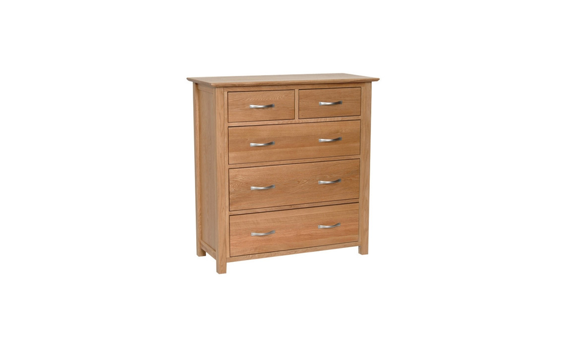 Woodford Solid Oak 2 Over 3 Chest Of Drawers 