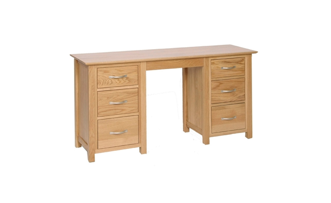 Woodford Solid Oak Double Pedestal Dressing Table
