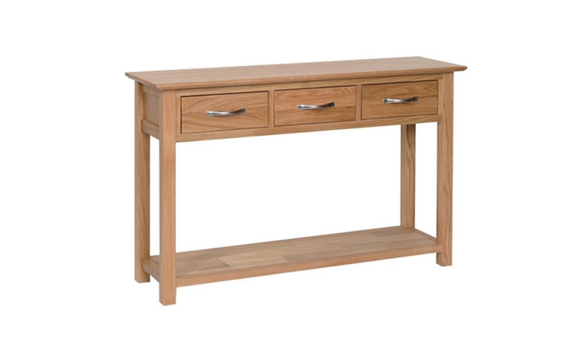 Woodford Solid Oak 3 Drawer Console Table